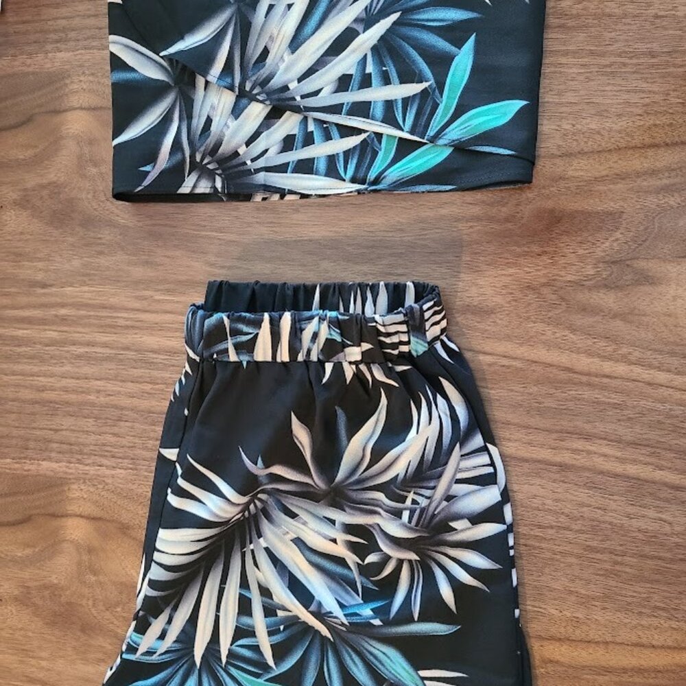 Tropical Black Matching Shorts and Top